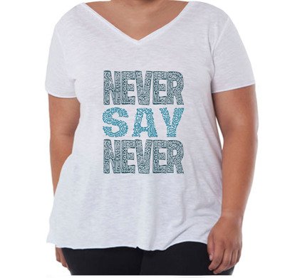 T-shirt z nadrukiem - Never Say Never (rozm. 44-52)