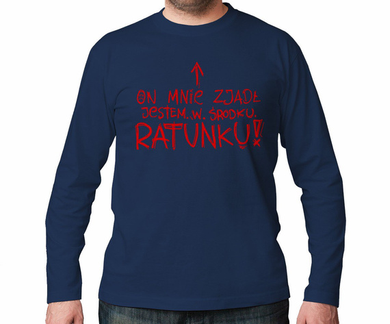 Koszulka z nadrukiem - On mnie zjadł, jestem w środku. Ratunku!