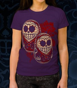 Koszulka damska z nadrukiem - Matrioszka de la Muerte