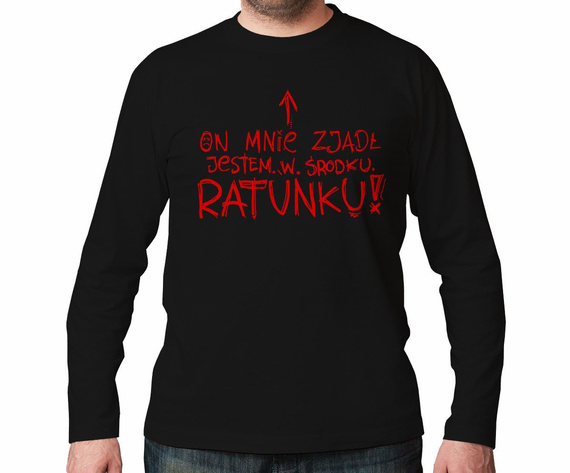 Koszulka z nadrukiem - On mnie zjadł, jestem w środku. Ratunku!