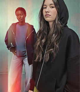 Damska bluza na zamek - Influence Zip Hood - czarna do 5XL