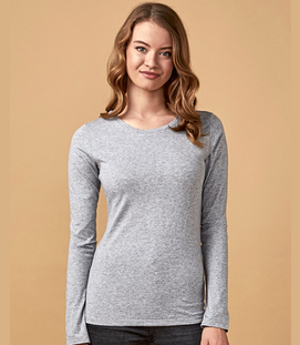 Damska koszulka z okrągłym dekoltem i długim rękawem