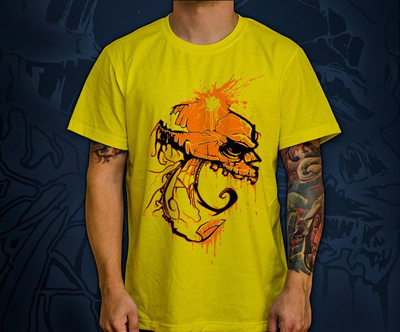T-shirt z nadrukiem  - Pomarańczowa Czaszka