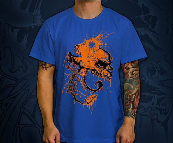 T-shirt z nadrukiem  - Pomarańczowa Czaszka