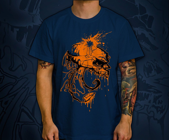 T-shirt z nadrukiem  - Pomarańczowa Czaszka