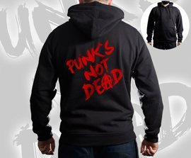 Czarna Bluza kangurka z nadrukiem - Punk`s not dead