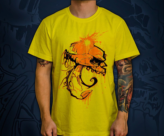 T-shirt z nadrukiem  - Pomarańczowa Czaszka