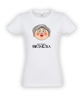 Koszulka damska z nadrukiem - Daj Babci buziaczka