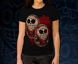 Koszulka damska z nadrukiem - Matrioszka de la Muerte