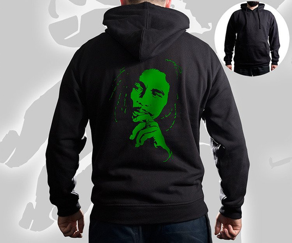 Czarne Bluzy kangurki z nadrukiem - Rasta 1 