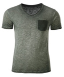 Koszulka męska  V-neck vintage z kieszonką - Organic