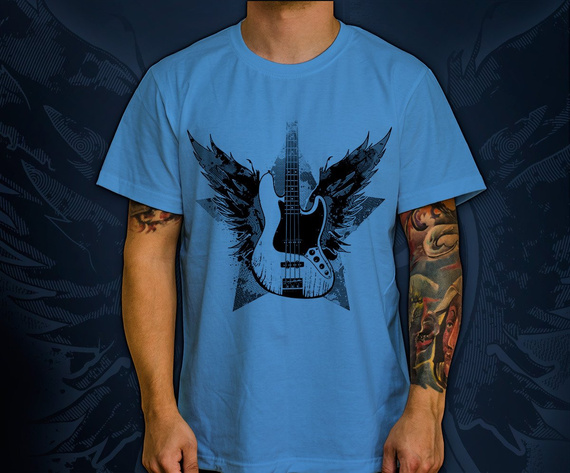 T-shirt z nadrukiem - ROCK AND ROLL (gitara basowa)
