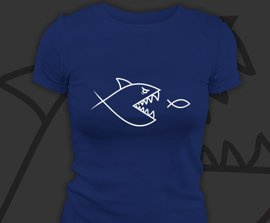 Koszulka damska z nadrukiem - Rybka, Rekin