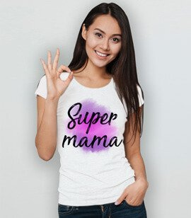 Koszulka damska z nadrukiem - Super Mama