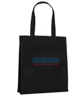 TORBA  z napisem - “AMERICANS, I’M AFRAID OF”, neon, 55x200 cm, 2017 