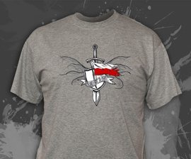 Koszulka z nadrukiem - Poland First to Fight (Miecz i Tarcza)