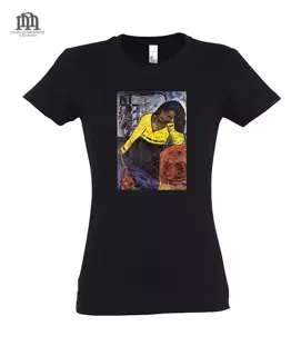 Koszulka damska  z nadrukiem - Kobieta w żółci.