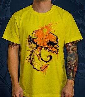 T-shirt z nadrukiem  - Pomarańczowa Czaszka