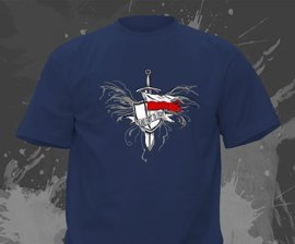 Koszulka z nadrukiem - Poland First to Fight (Miecz i Tarcza) 