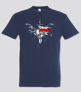 Koszulka z nadrukiem - Poland First to Fight (Miecz i Tarcza)