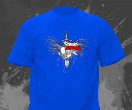 Koszulka z nadrukiem - Poland First to Fight (Miecz i Tarcza)