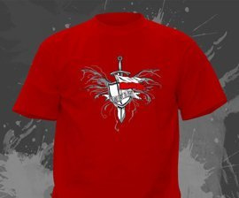 Koszulka z nadrukiem - Poland First to Fight (Miecz i Tarcza)