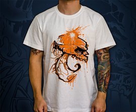 T-shirt z nadrukiem - Pomarańczowa Czaszka 3XL-5XL