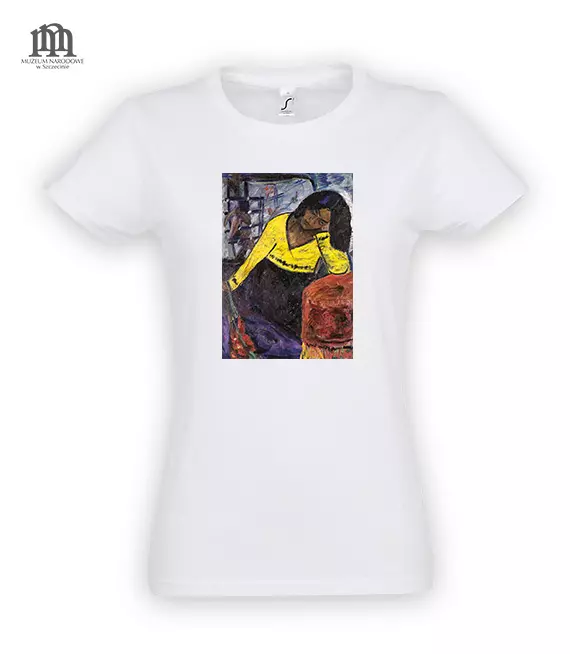 Koszulka damska  z nadrukiem - Kobieta w żółci.