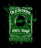 Czarna bluza kangurka z nadrukiem - OLD SCHOOL - 100% VINYL