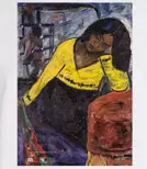 Koszulka damska  z nadrukiem - Kobieta w żółci.